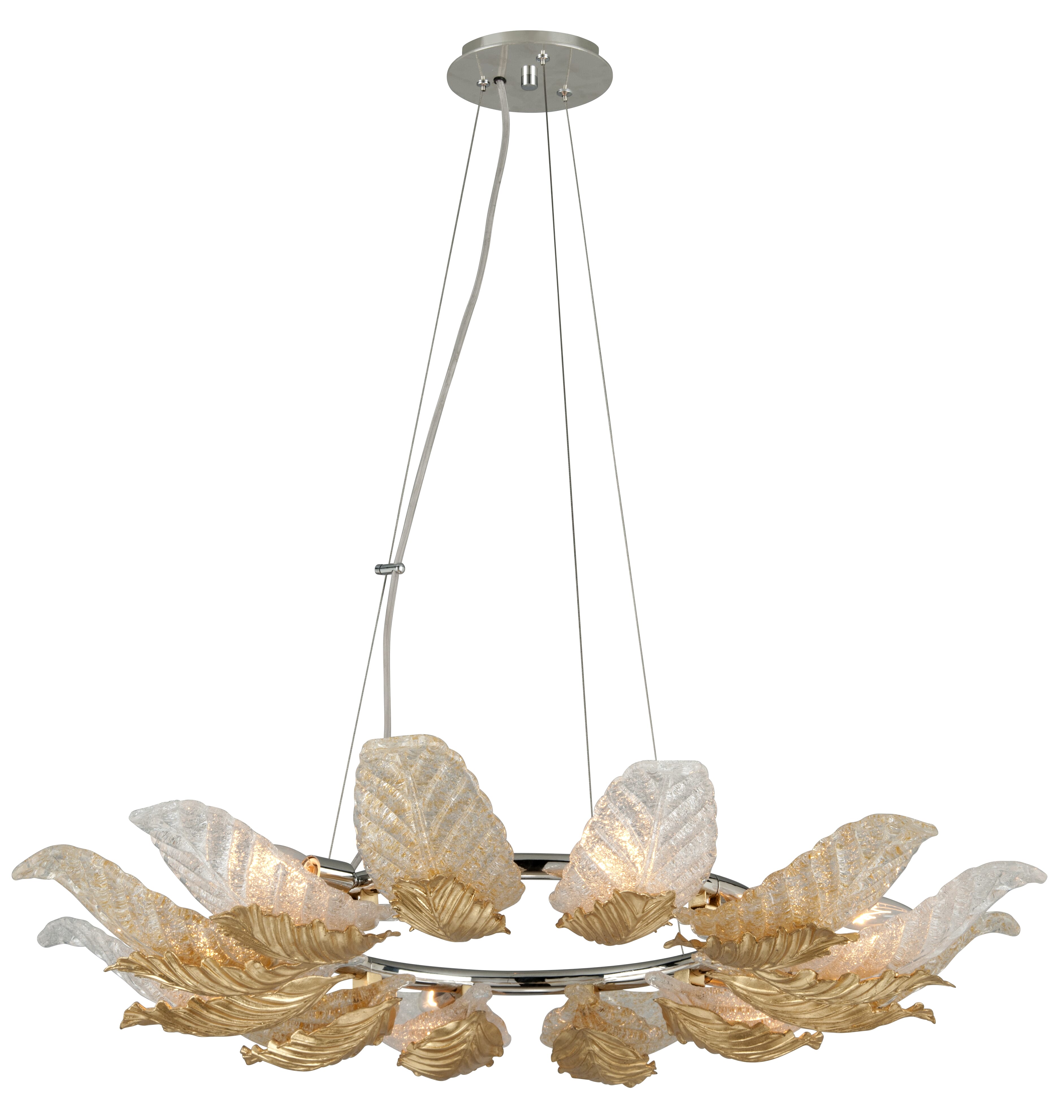 Corbett Anello 6-Light 20" Pendant Light in Gold Leaf With Polished Stainless