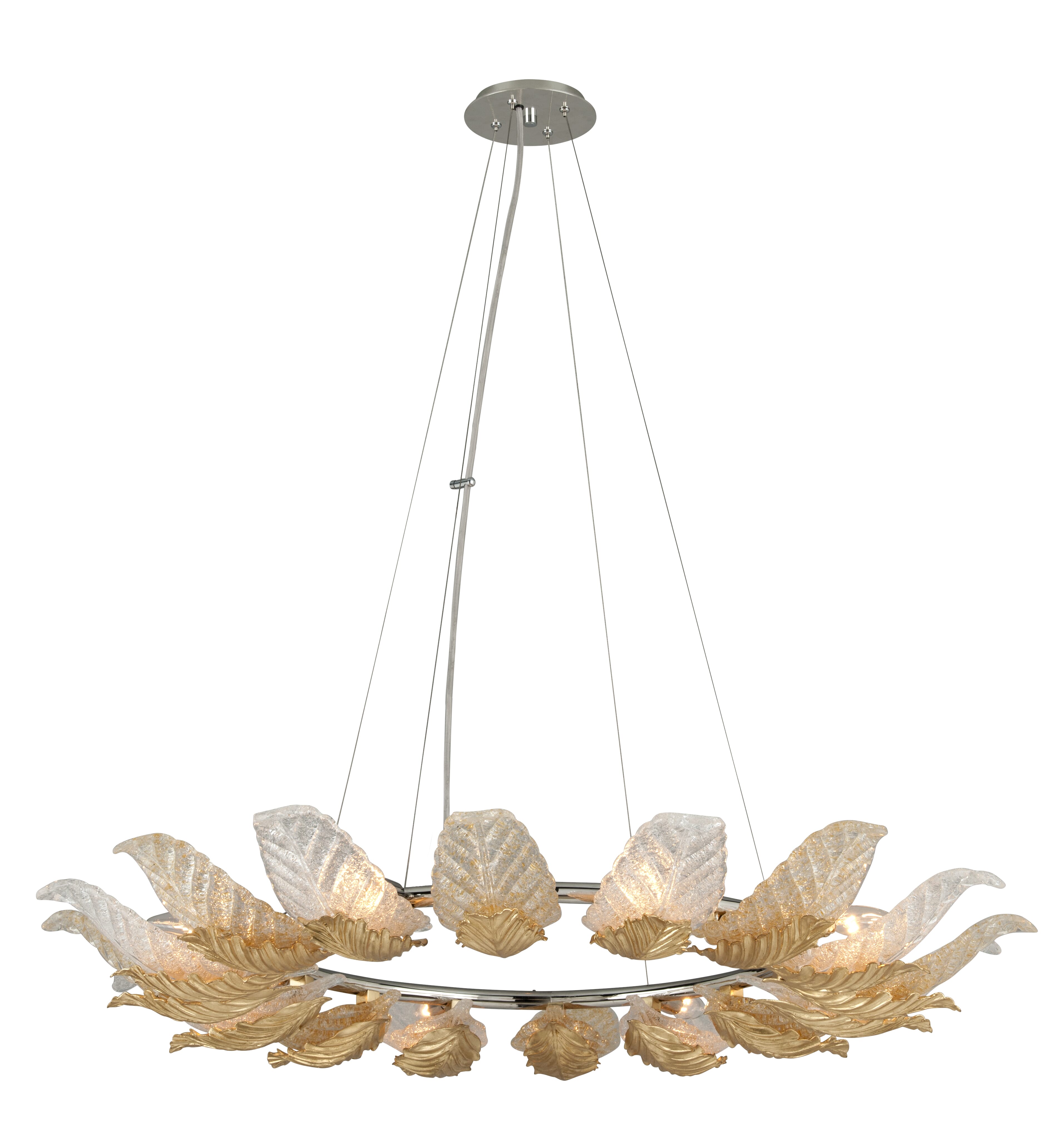 Corbett Anello 8-Light Transitional Ceiling Light in Gold Leaf With Polished Stainless