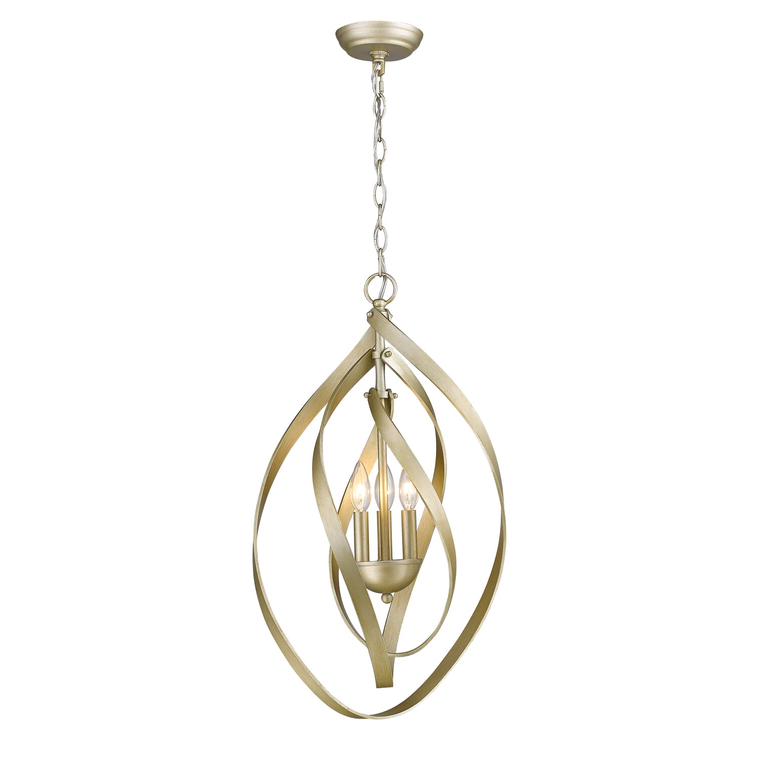 Golden Nicolette 3-Light 26" Pendant Light in White Gold