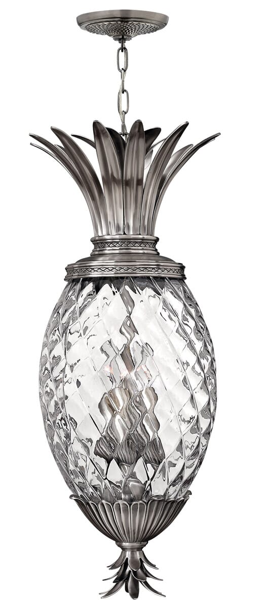 Hinkley Plantation Large Pineapple Foyer Pendant Light in Polished Antique Nickel