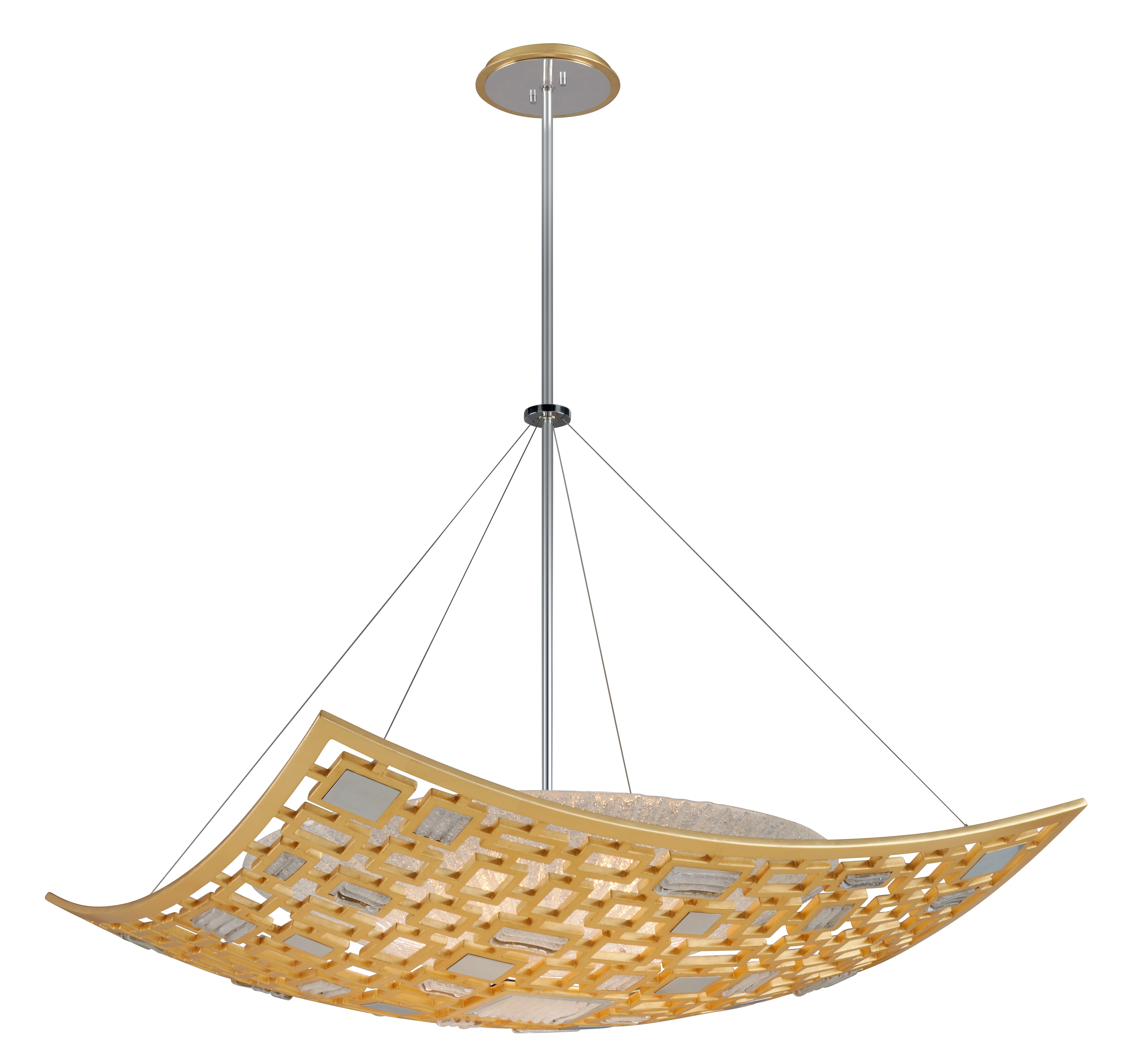 Corbett Motif 5-Light Pendant Light in Gold Leaf With Polished Stainless