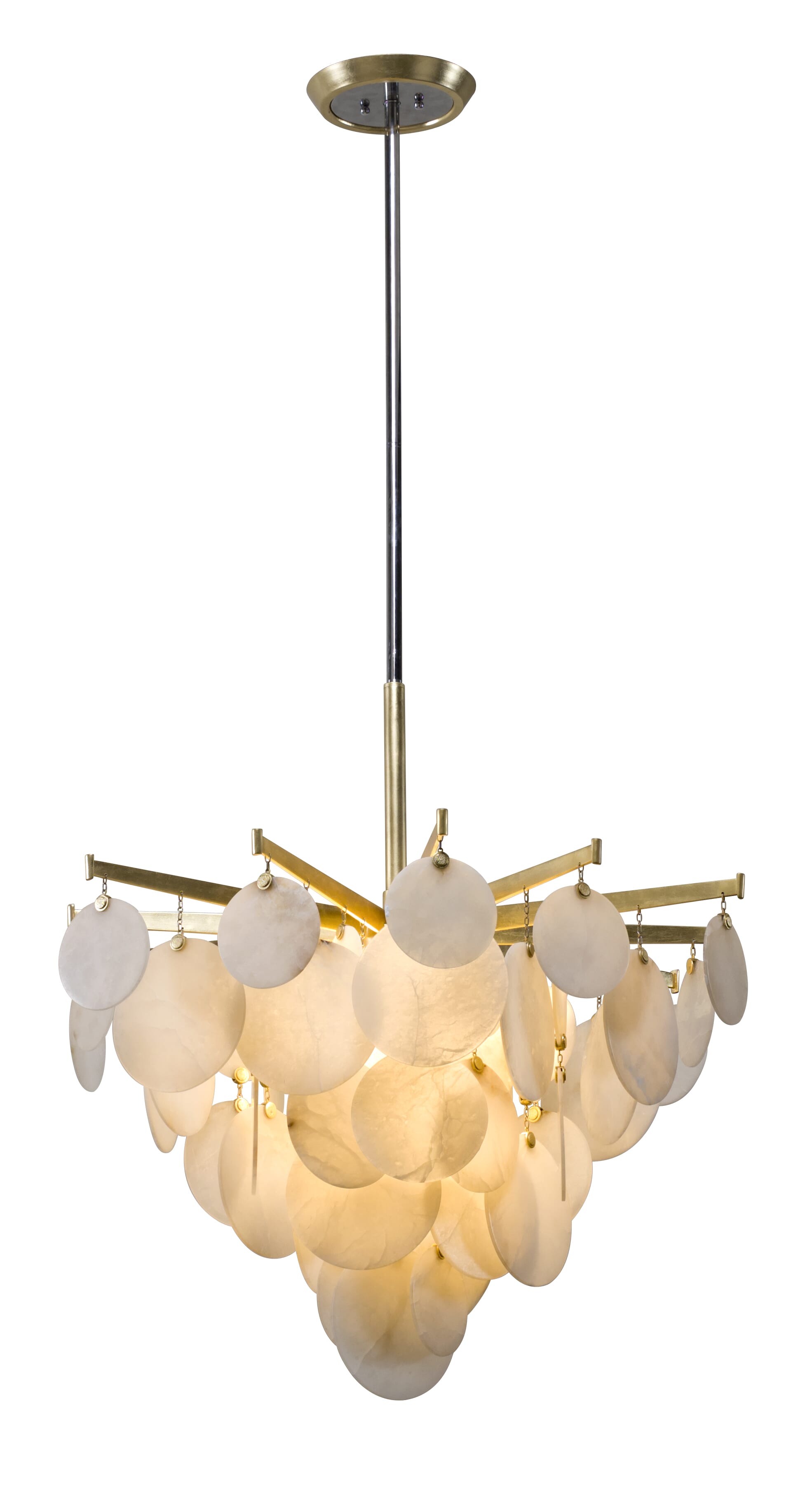 Corbett Serenity Pendant Light in Gold Leaf With Polished Stainless