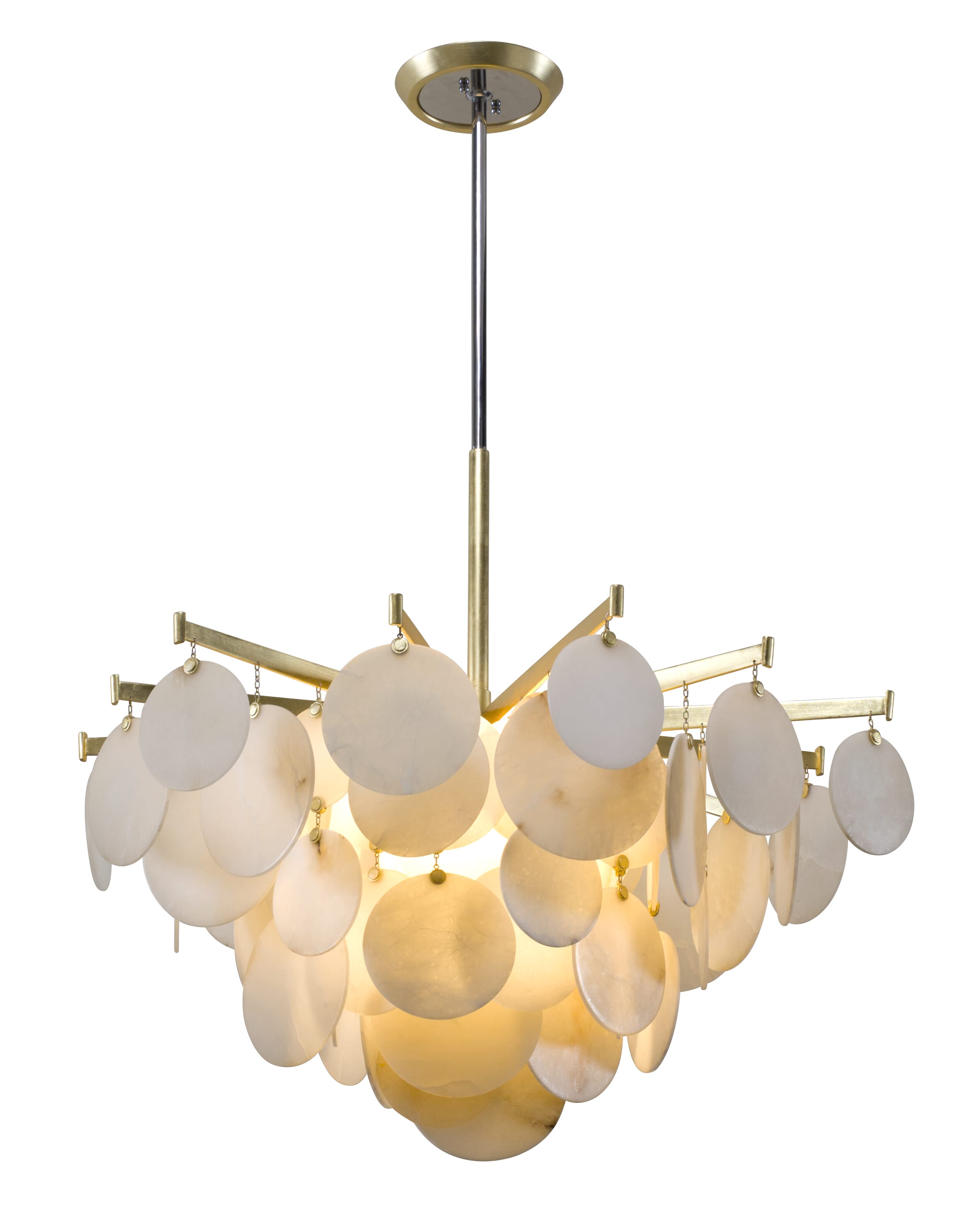 Corbett Serenity Pendant Light in Gold Leaf With Polished Stainless