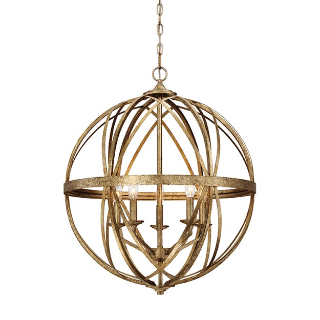 Millennium Lighting Lakewood 5-Light Pendant in Vintage Gold