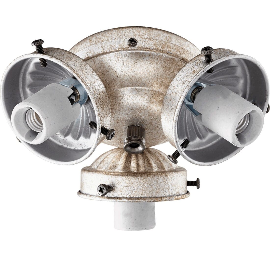 Quorum Traditional 3-Light 6" Ceiling Fan Light Kit in Aged Silver Leaf