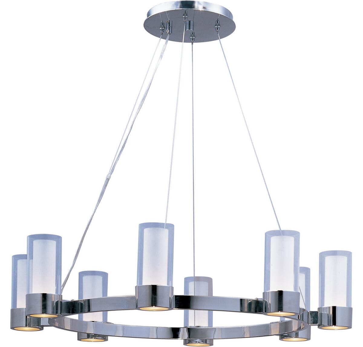 Maxim Silo 8-Light Frosted Glass Chandelier in Polished Chrome