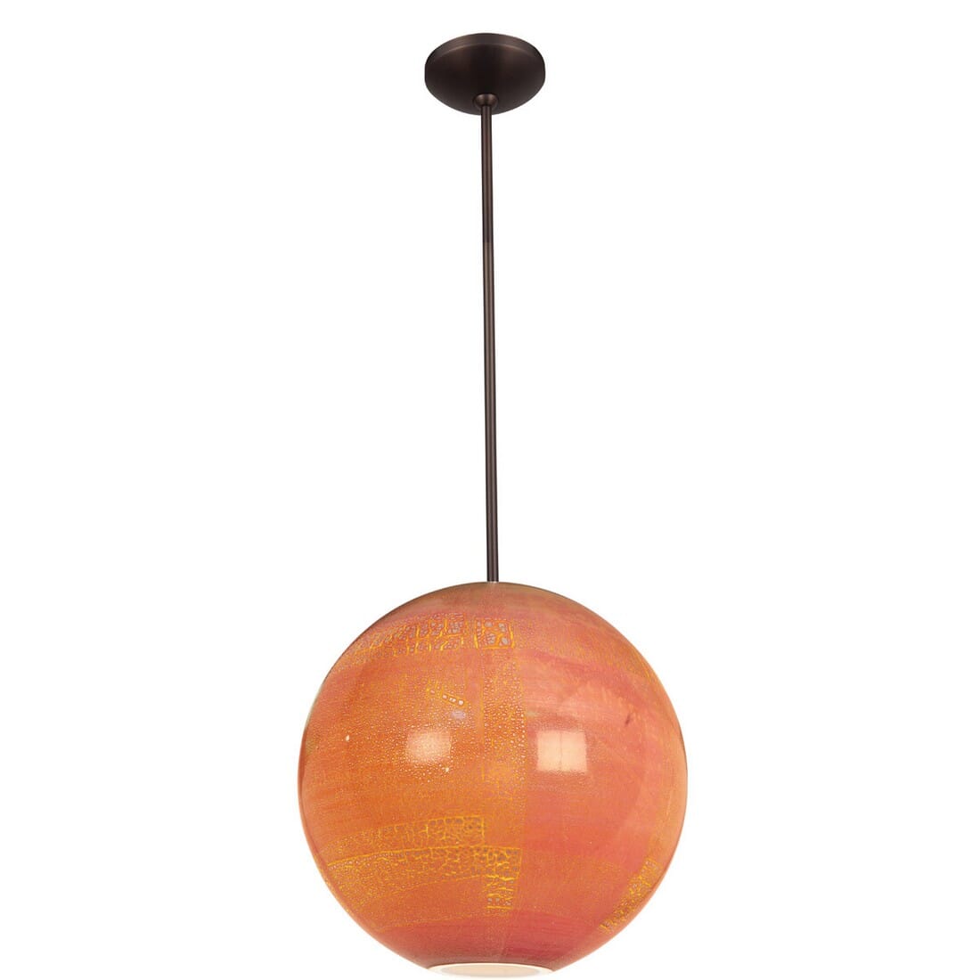 Access Safari Opaline 14" Silver Amber Ball Pendant in Bronze