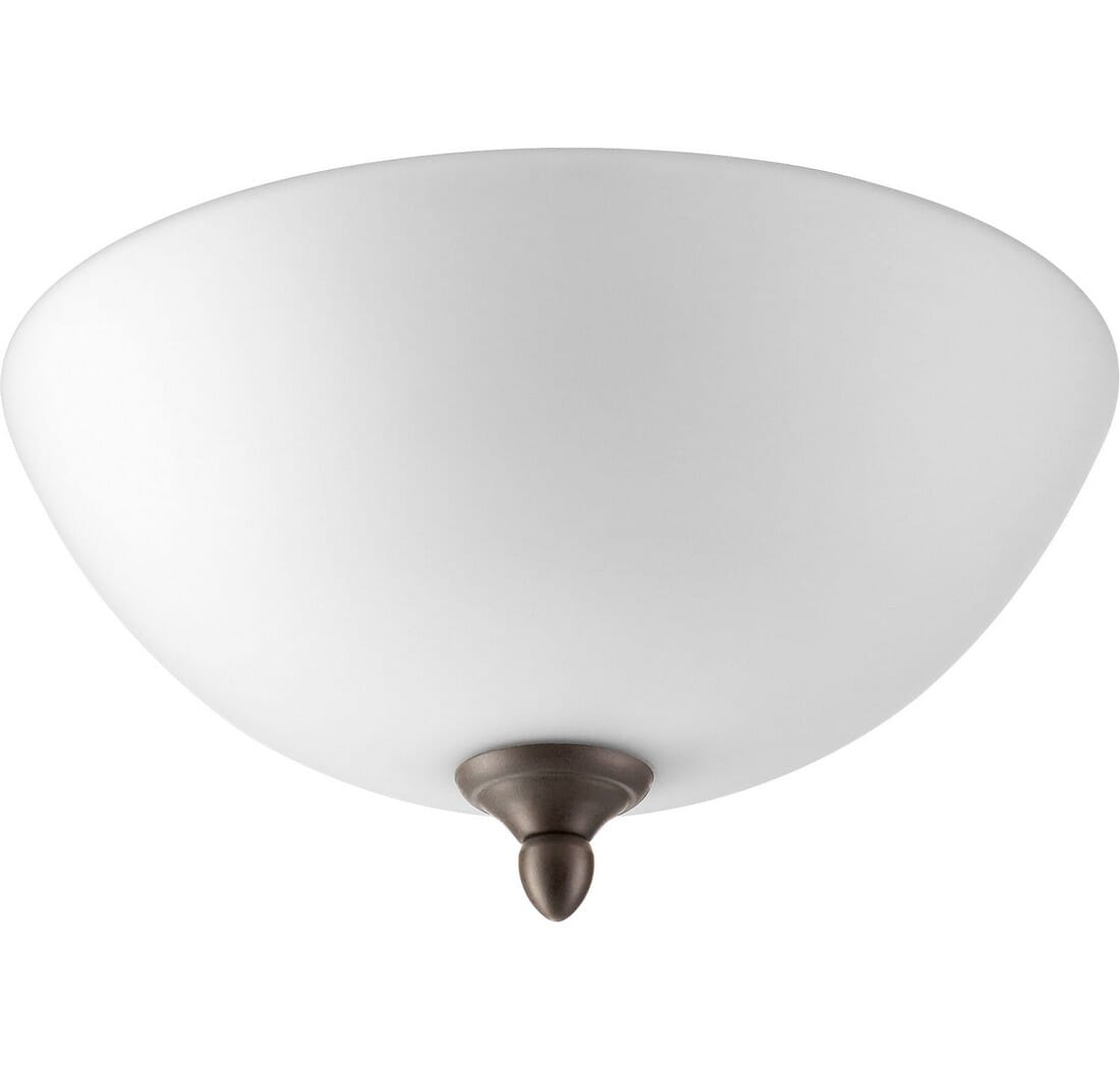 Quorum Transitional 2-Light 12" Ceiling Fan Light Kit in Oiled Bronze with Satin Opal