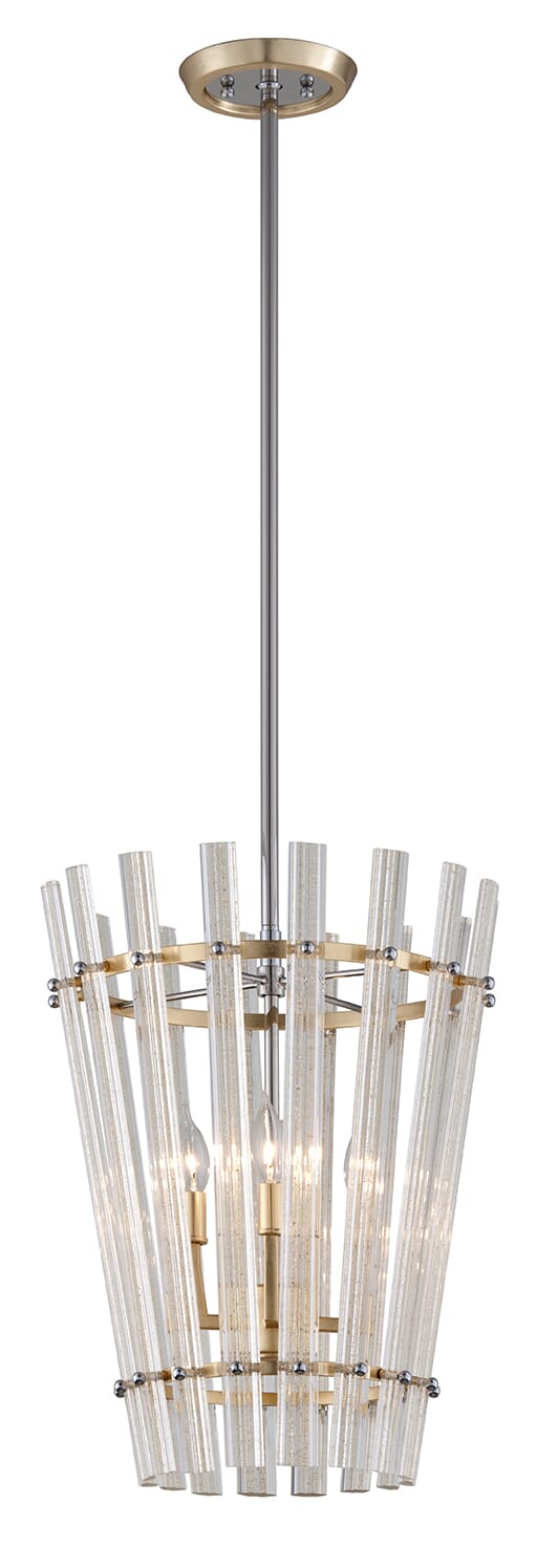 Corbett Sauterne 4-Light Pendant Light in Gold Leaf With Polished Stainless