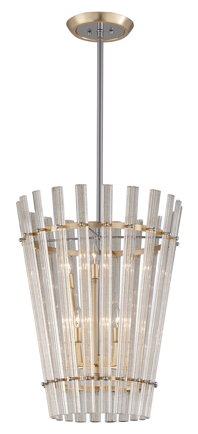 Corbett Sauterne 6-Light Pendant Light in Gold Leaf With Polished Stainless