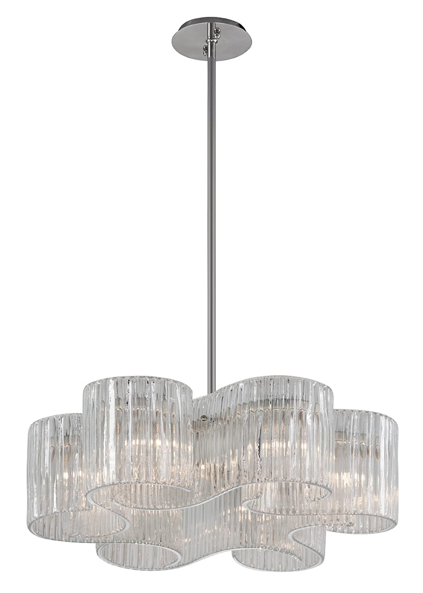 Corbett Circo 6-Light Pendant Light in Satin Silver Leaf