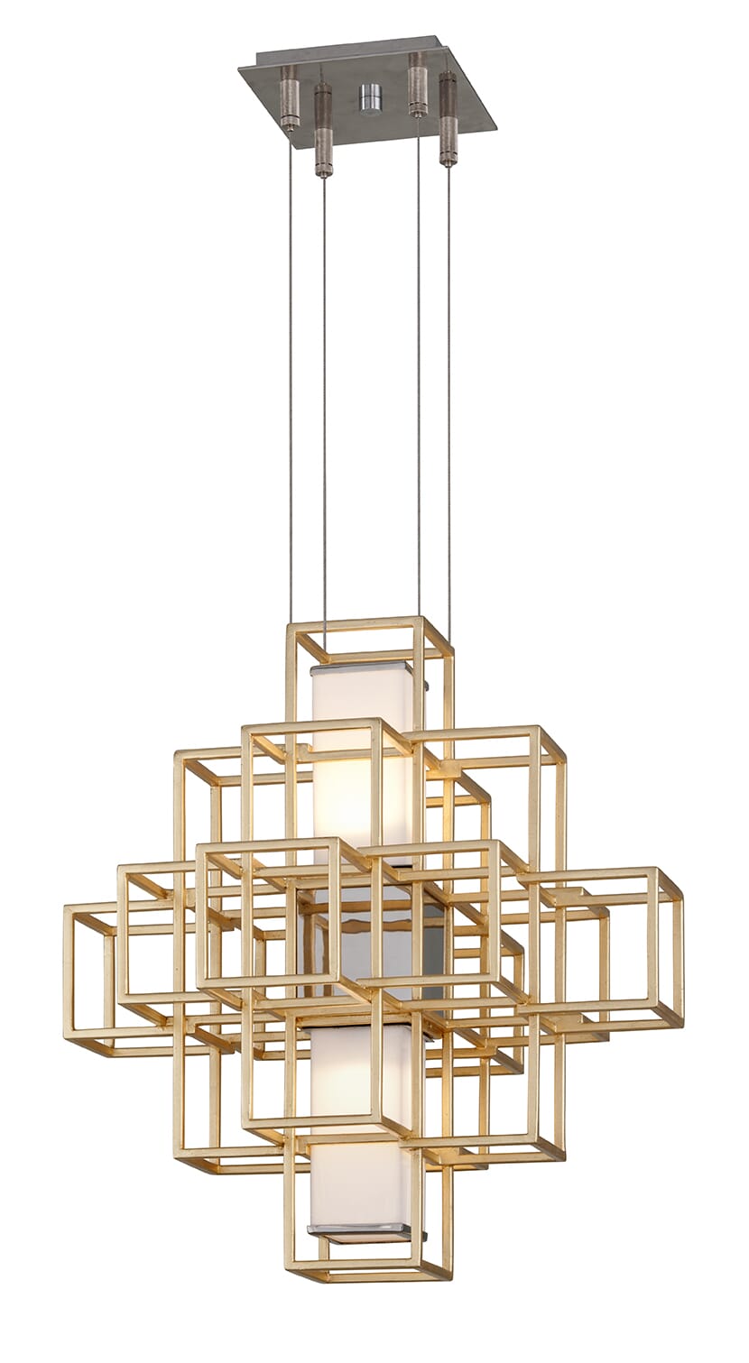 Corbett Metropolis 2-Light Pendant Light in Gold Leaf