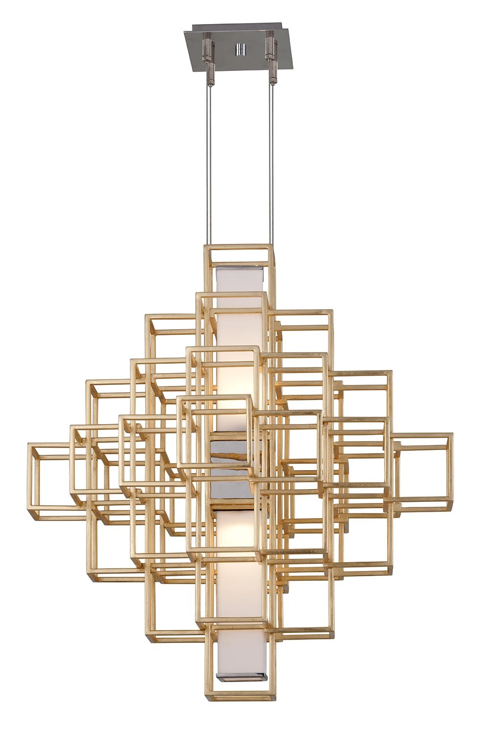 Corbett Metropolis 2-Light Pendant Light in Gold Leaf