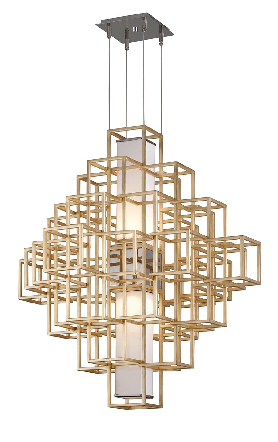 Corbett Metropolis 2-Light Pendant Light in Gold Leaf