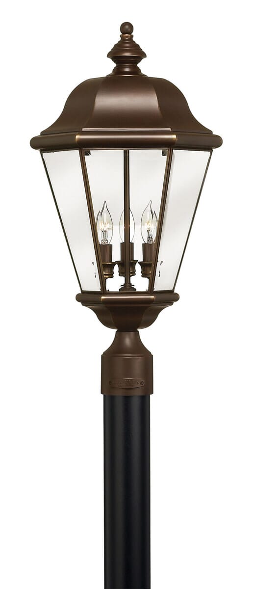 Hinkley Clifton Park 3-Light Outdoor Post Top Pier Mount in Copper Bronze