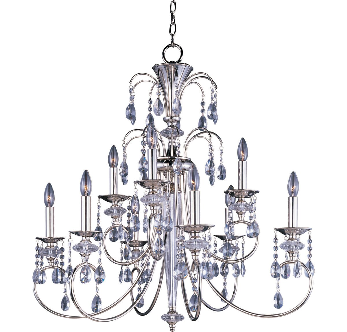 Maxim Montgomery 34" 9-Light Multi-Tier Chandelier in Polished Nickel