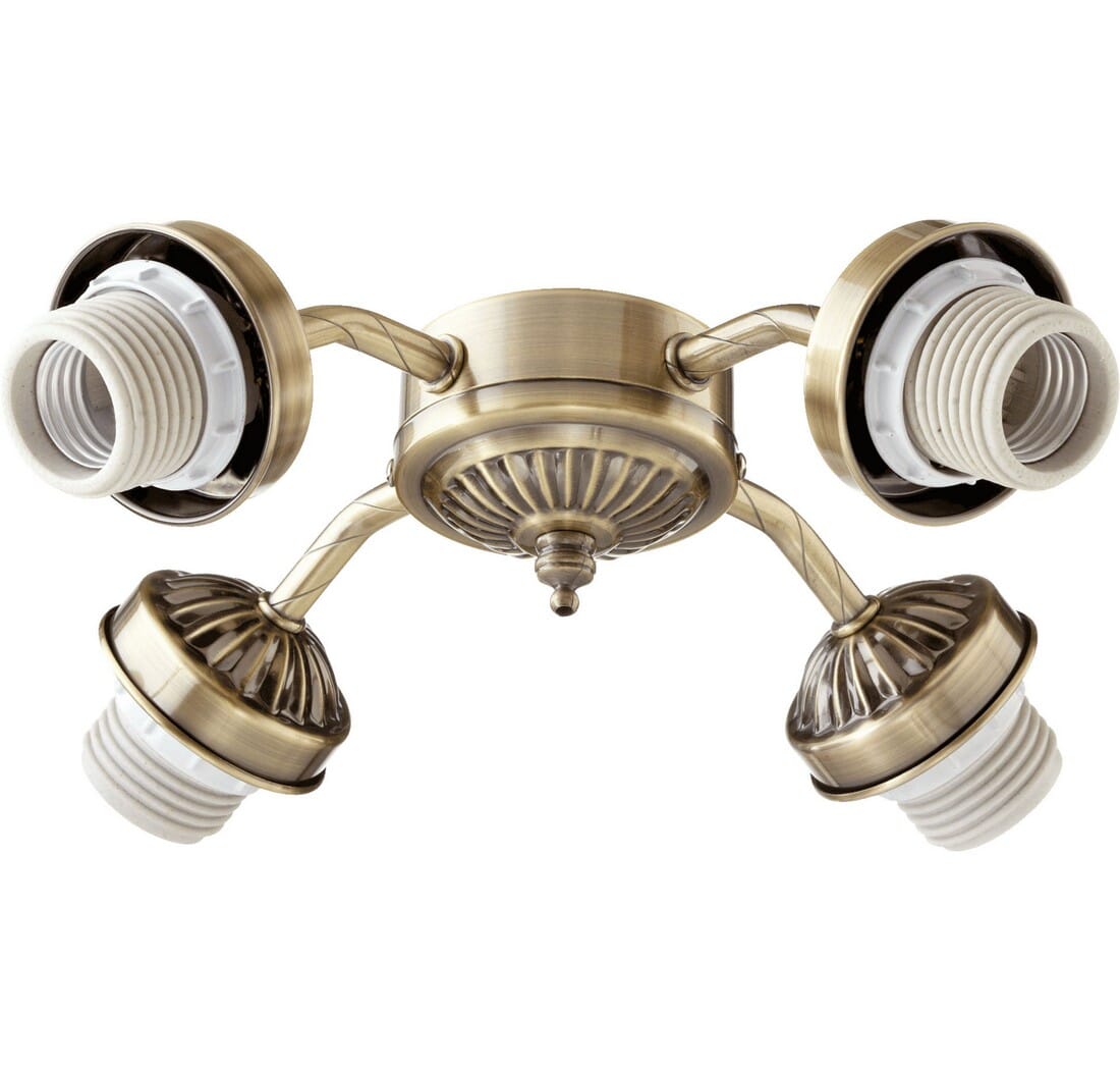 Quorum Â 4-Light 10" Ceiling Fan Light Kit in Antique Brass