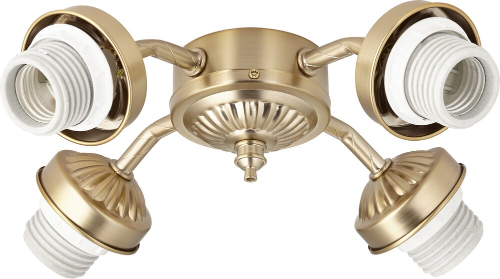 Quorum Traditional 4-Light 10" Ceiling Fan Light Kit in Aged Brass