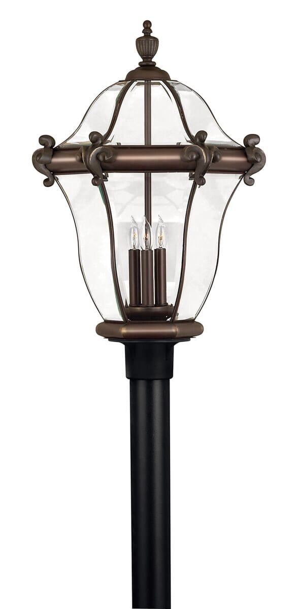 Hinkley San Clemente 3-Light Outdoor Post Top Pier Mount in Copper Bronze