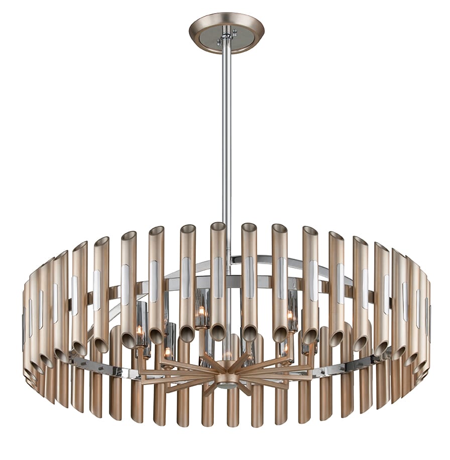 Corbett Arpeggio 12-Light Pendant Light in Antique Silver Leaf Stainless