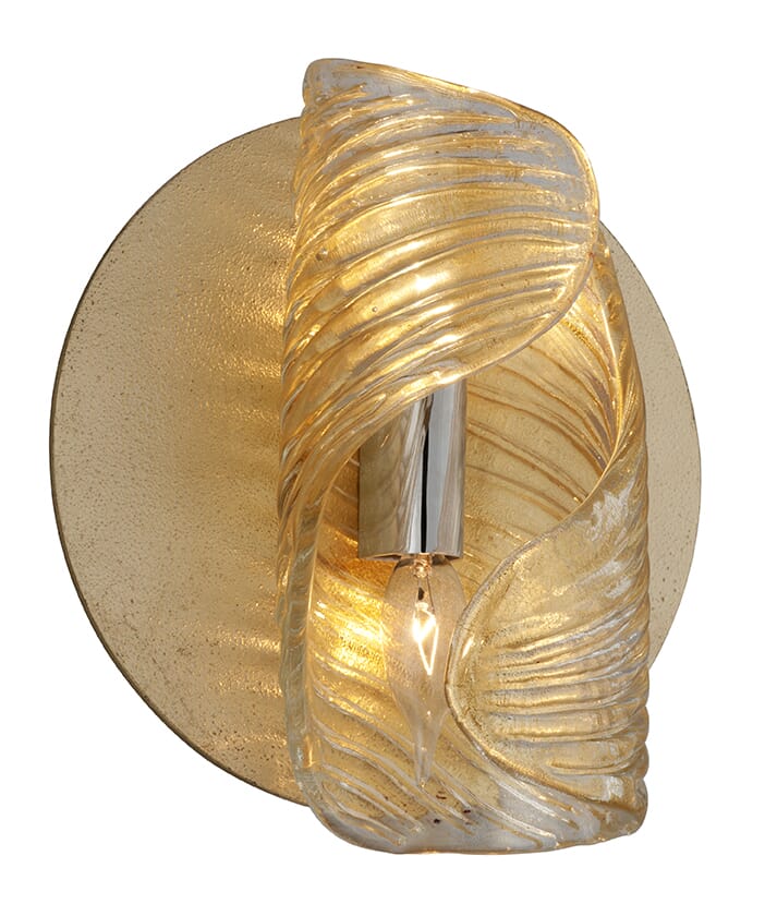 Corbett Flaunt 2-Light Wall Sconce in Gold Leaf With Polished Stainless