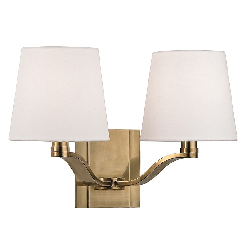 Hudson Valley Clayton 2-Light 9" Wall Sconce in Aged Brass