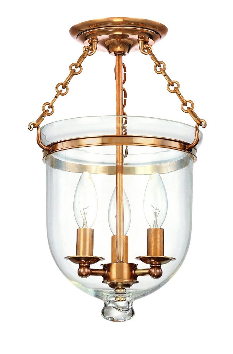 Hudson Valley Hampton 3-Light Ceiling Light in Aged Brass