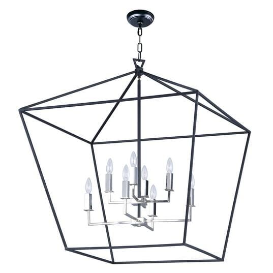 Maxim Lighting Abode 8-Light 8-Light Multi-Tier Chandelier in Textured Black / Polished Nickel