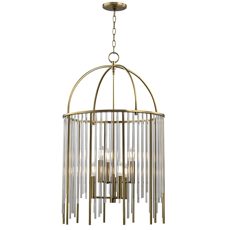 Hudson Valley Lewis 6-Light 35" Pendant Light in Aged Brass