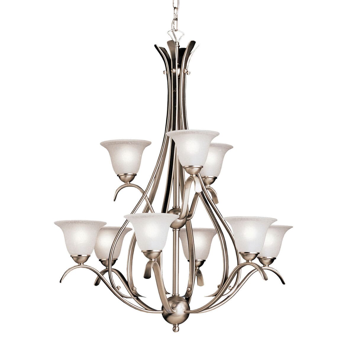 Kichler Dover 9-Light 27.75" 2-Tier Chandelier in Brushed Nickel