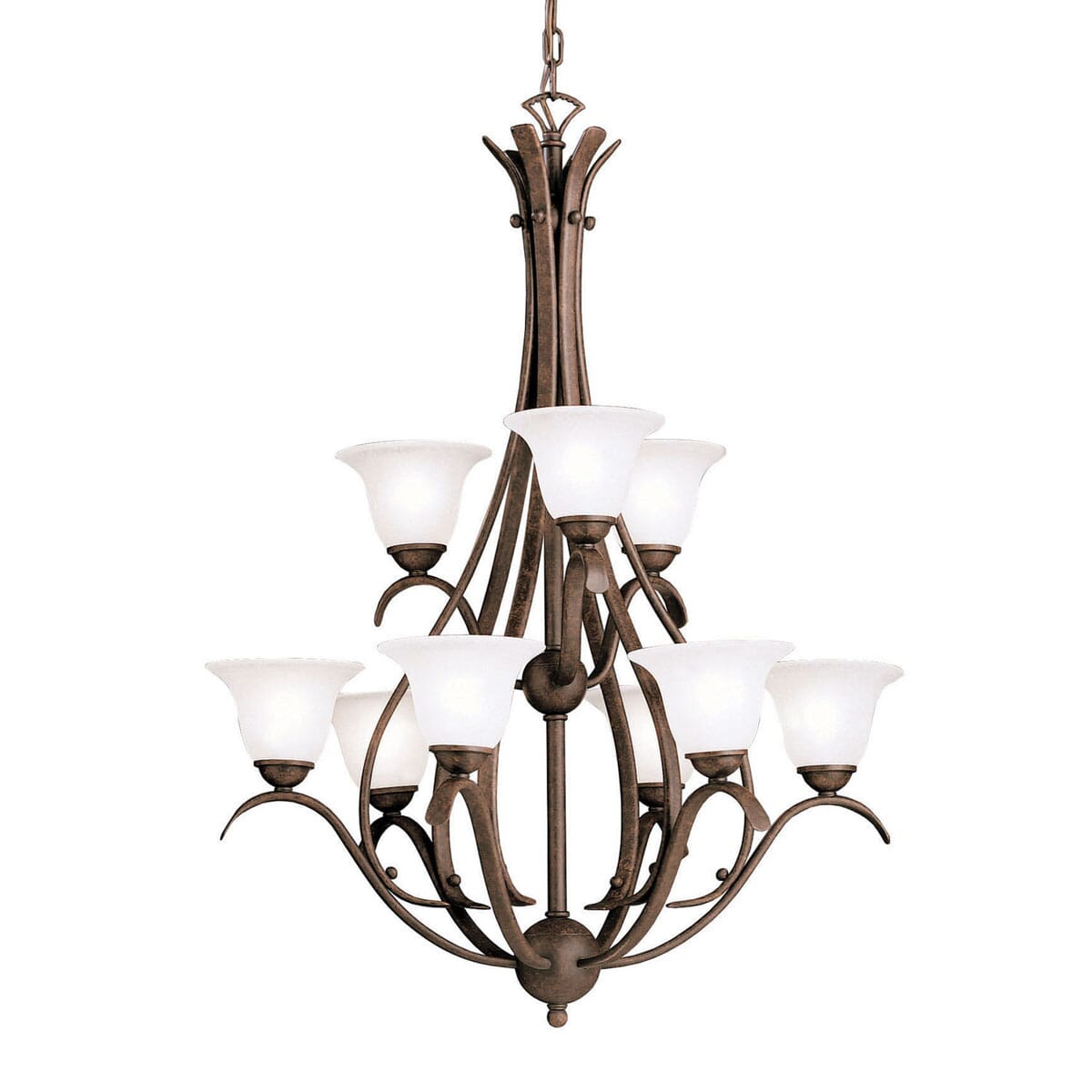 Kichler Dover 9-Light 27.75" 2-Tier Chandelier in Tannery Bronze