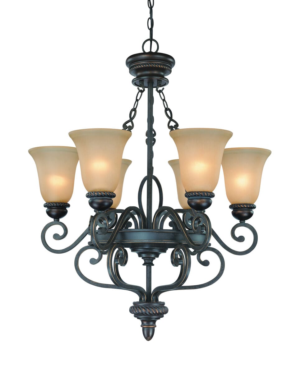 Craftmade Highland Place 6-Light Traditional Chandelier in Mocha Bronze