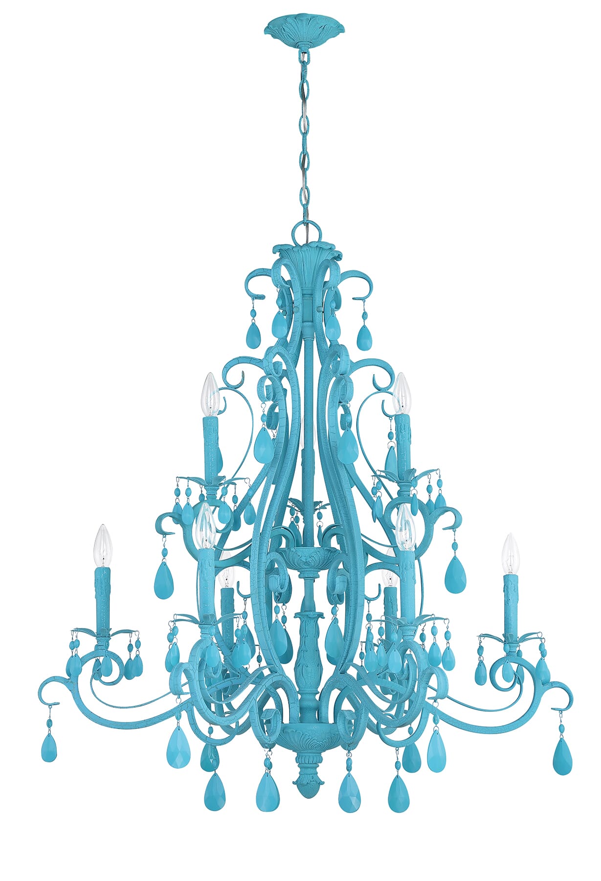 Craftmade Englewood 9-Light Traditional Chandelier in Turquoise