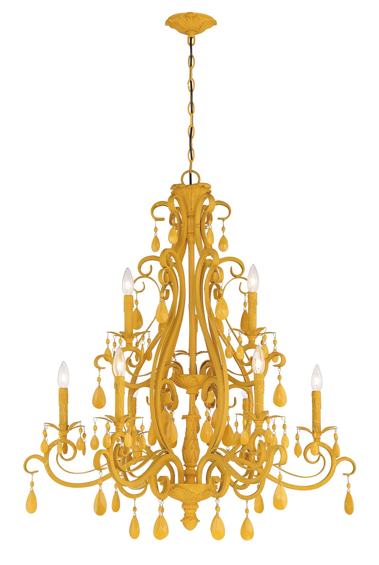 Craftmade Englewood 9-Light Traditional Chandelier in Tourmaline Yellow