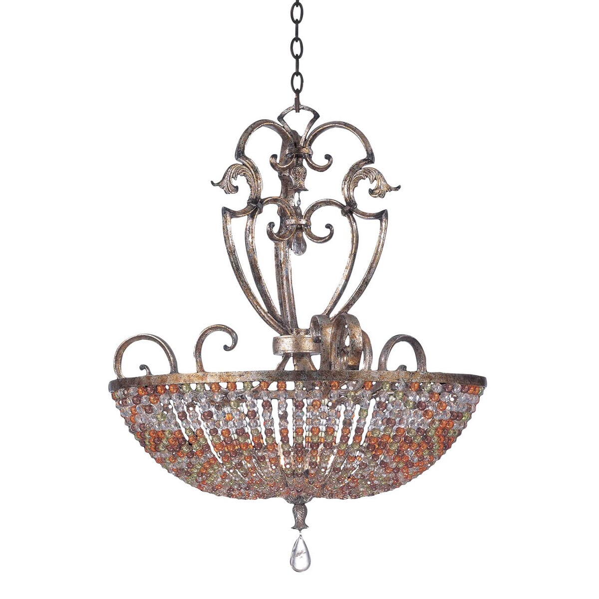 Kalco Chesapeake 7-Light 32" Pendant w/ Beaded Bowl Shade in Silver