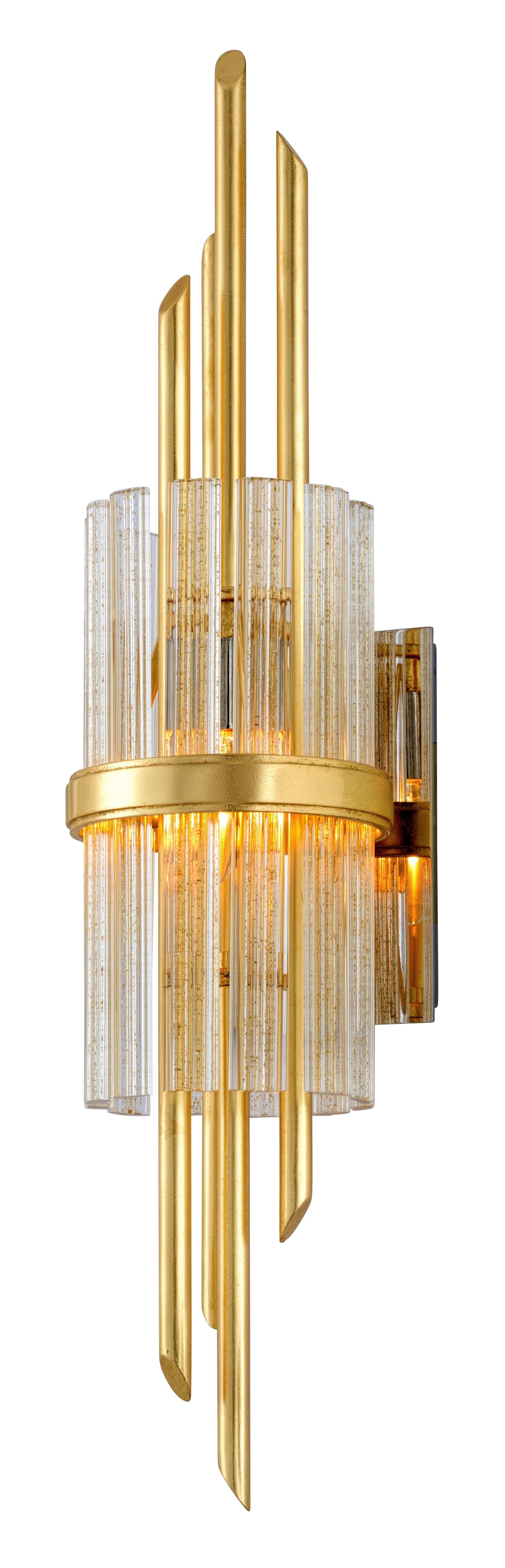 Corbett Symphony Wall Sconce in Gold Leaf With Polished Stainless