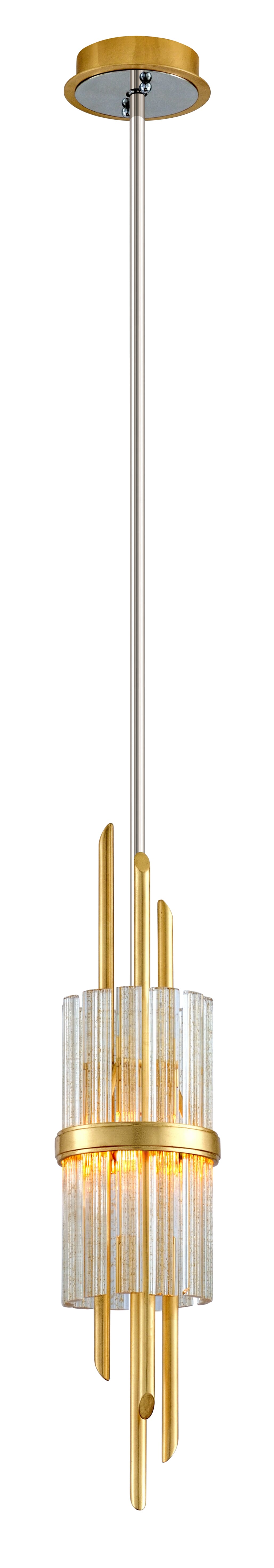 Corbett Symphony 30" Pendant Light in Gold Leaf With Polished Stainless