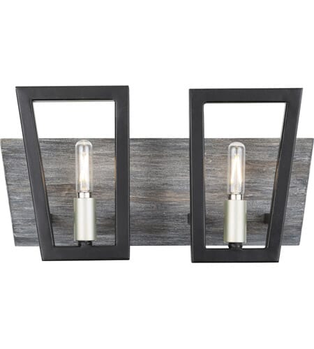 Varaluz Zag 2-Light Bathroom Vanity Light in Black and Gray Marine Grade