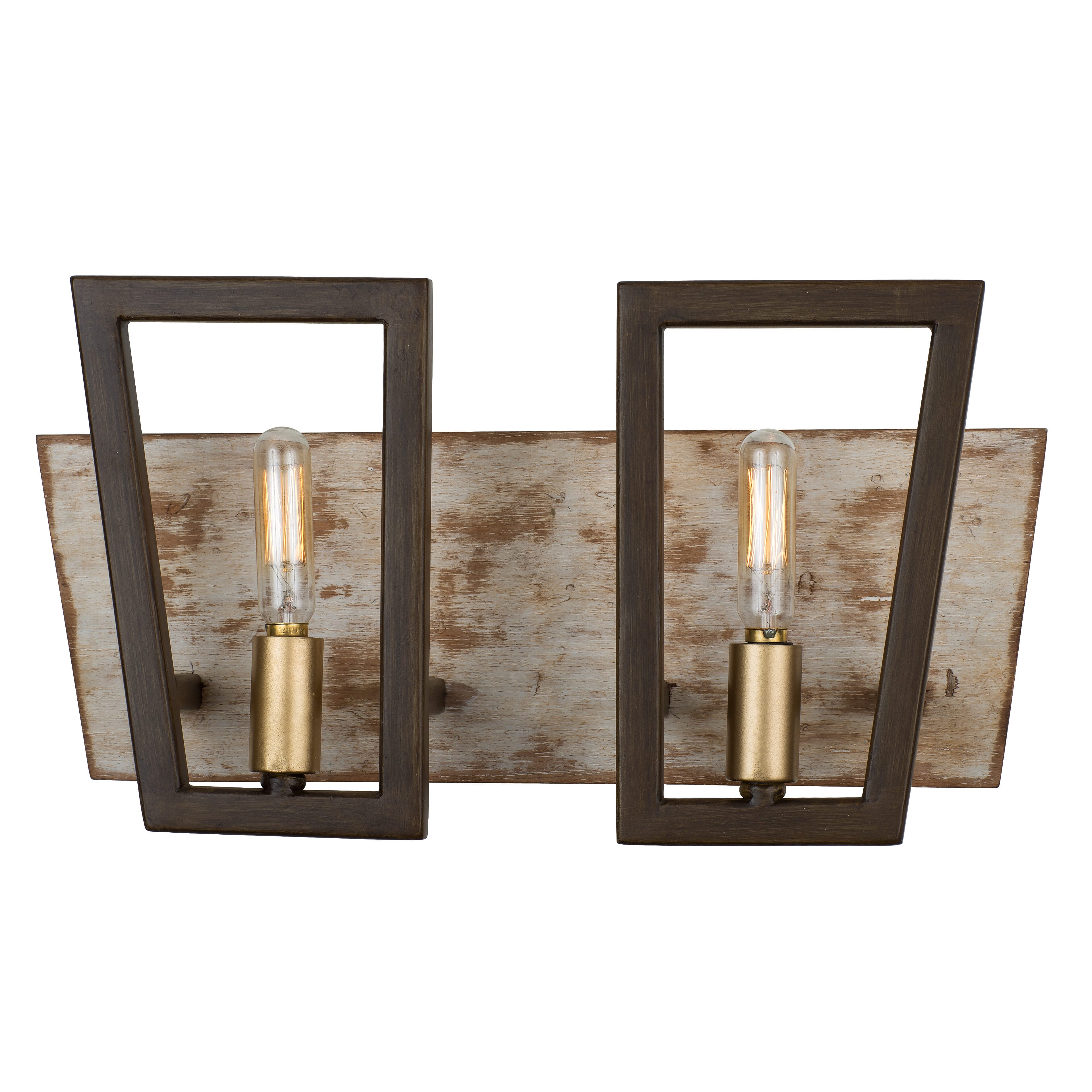 Varaluz Zag 2-Light 8" Bathroom Vanity Light in Dark Oak and Whitewash Marine Grade