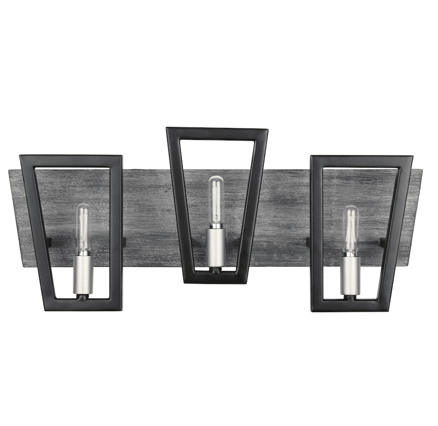 Varaluz Zag 3-Light 9" Bathroom Vanity Light in Black and Gray Marine Grade