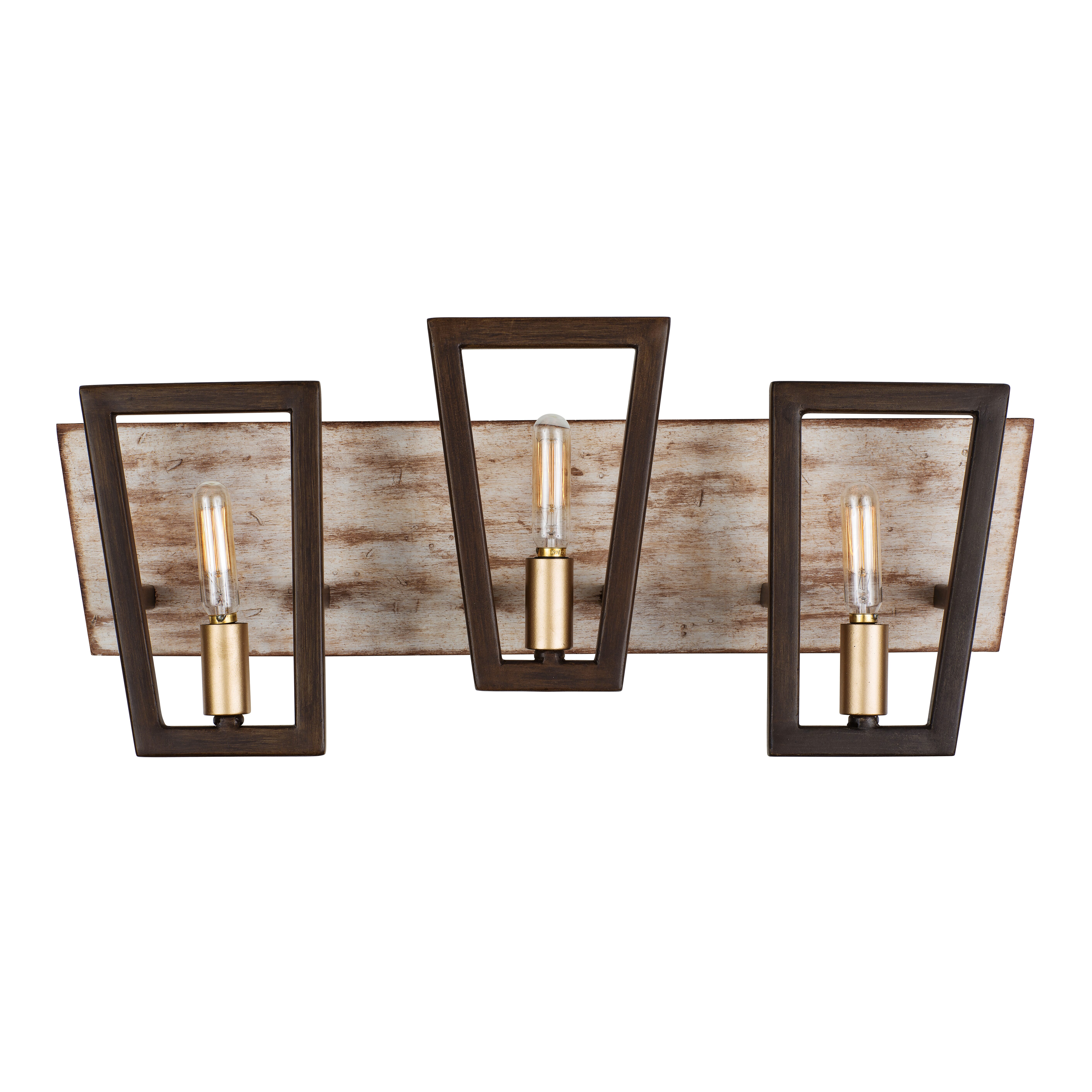 Varaluz Zag 3-Light 9" Bathroom Vanity Light in Dark Oak and Whitewash Marine Grade