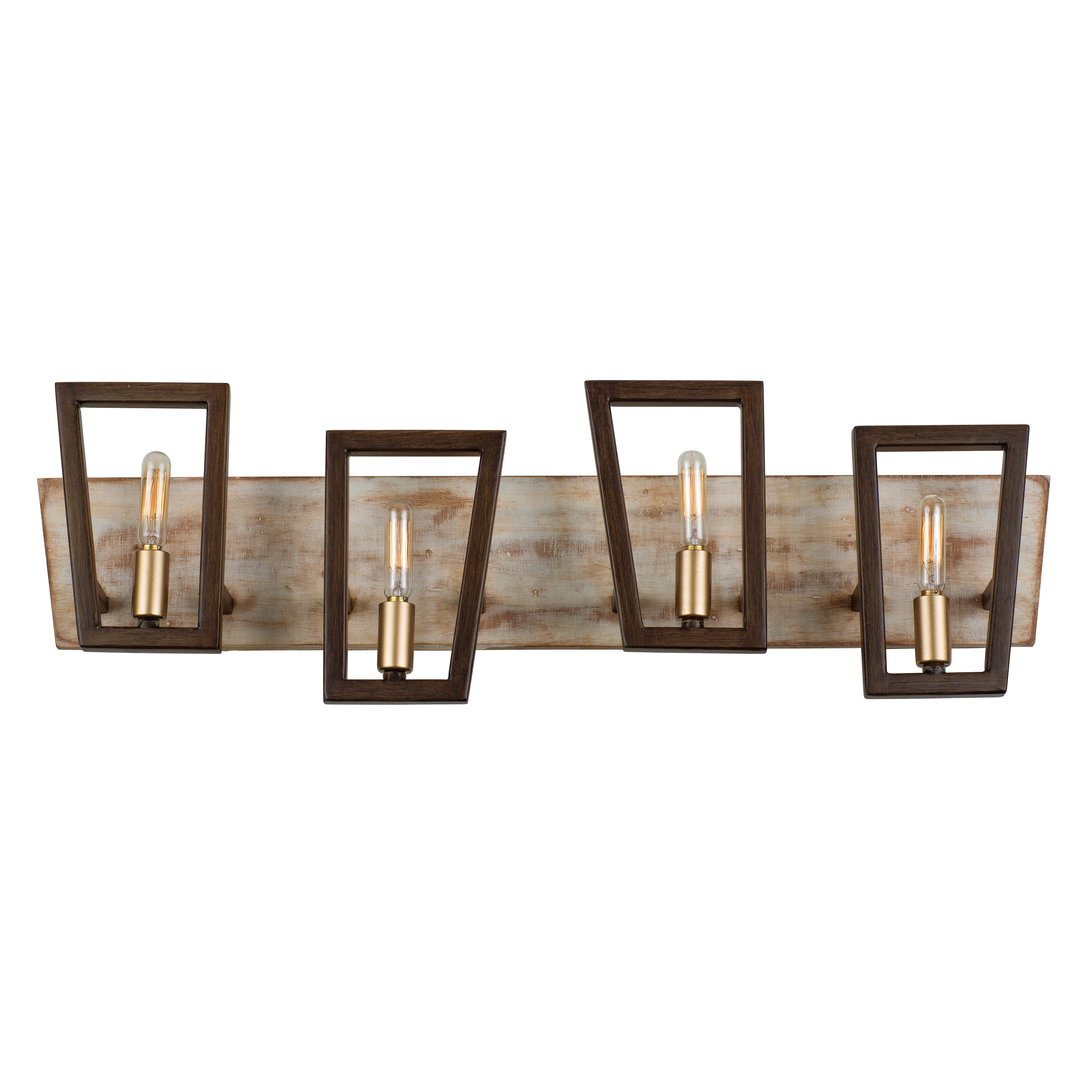 Varaluz Zag 4-Light 9" Bathroom Vanity Light in Dark Oak and Whitewash Marine Grade