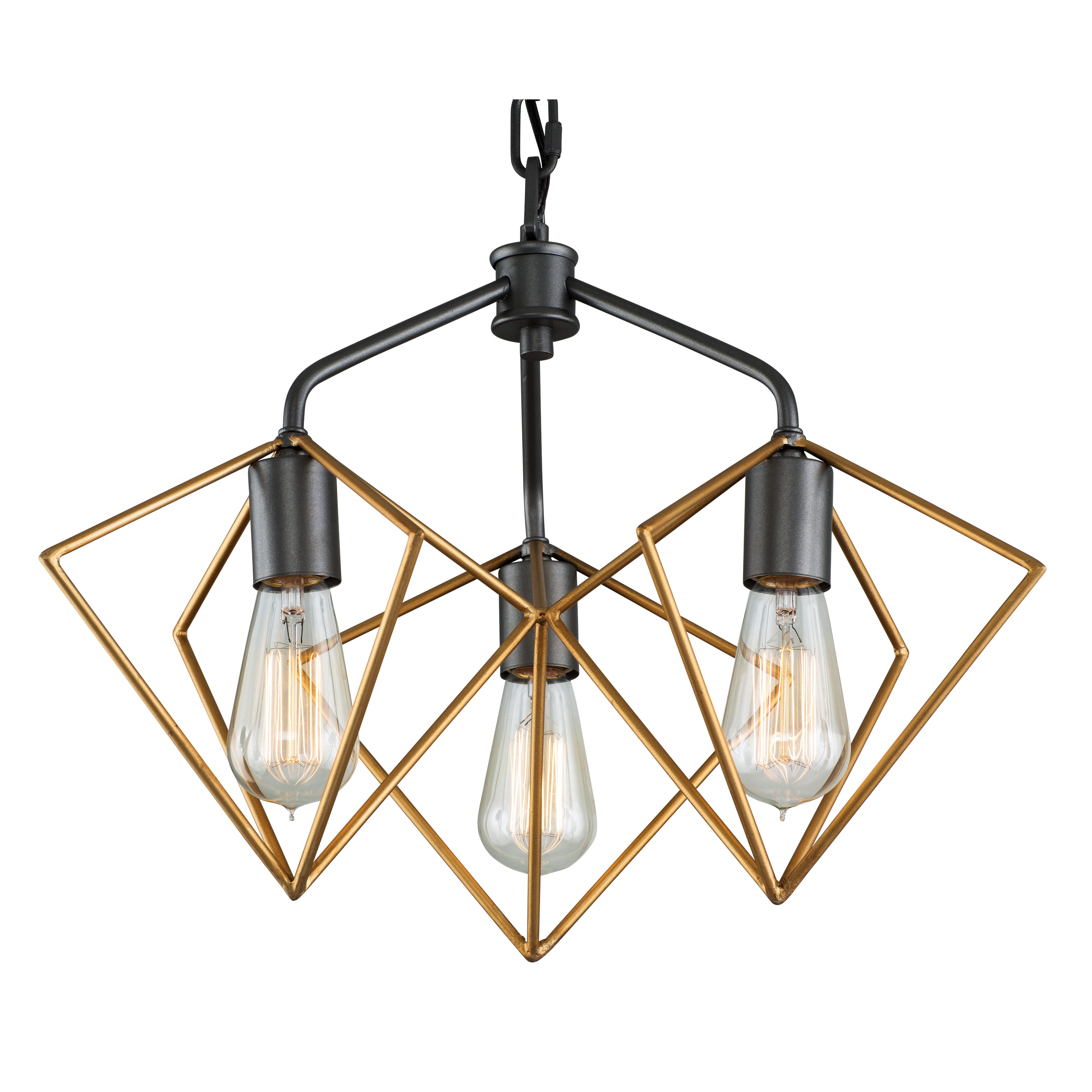 Varaluz Metropolis 3-Light Pendant Light in Antique Gold with Rustic Bronze