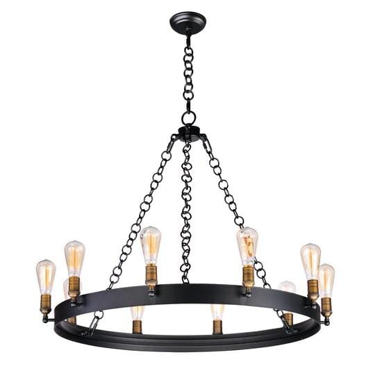 Maxim Lighting Noble 10-Light 10-Light Chandelier in Black / Natural Aged Brass