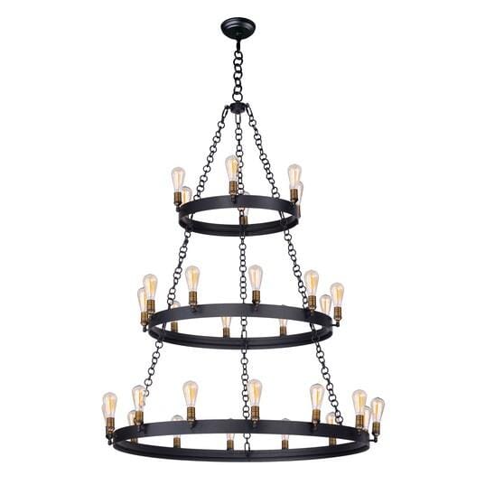 Maxim Lighting Noble 30-Light 30-Light Chandelier in Black / Natural Aged Brass