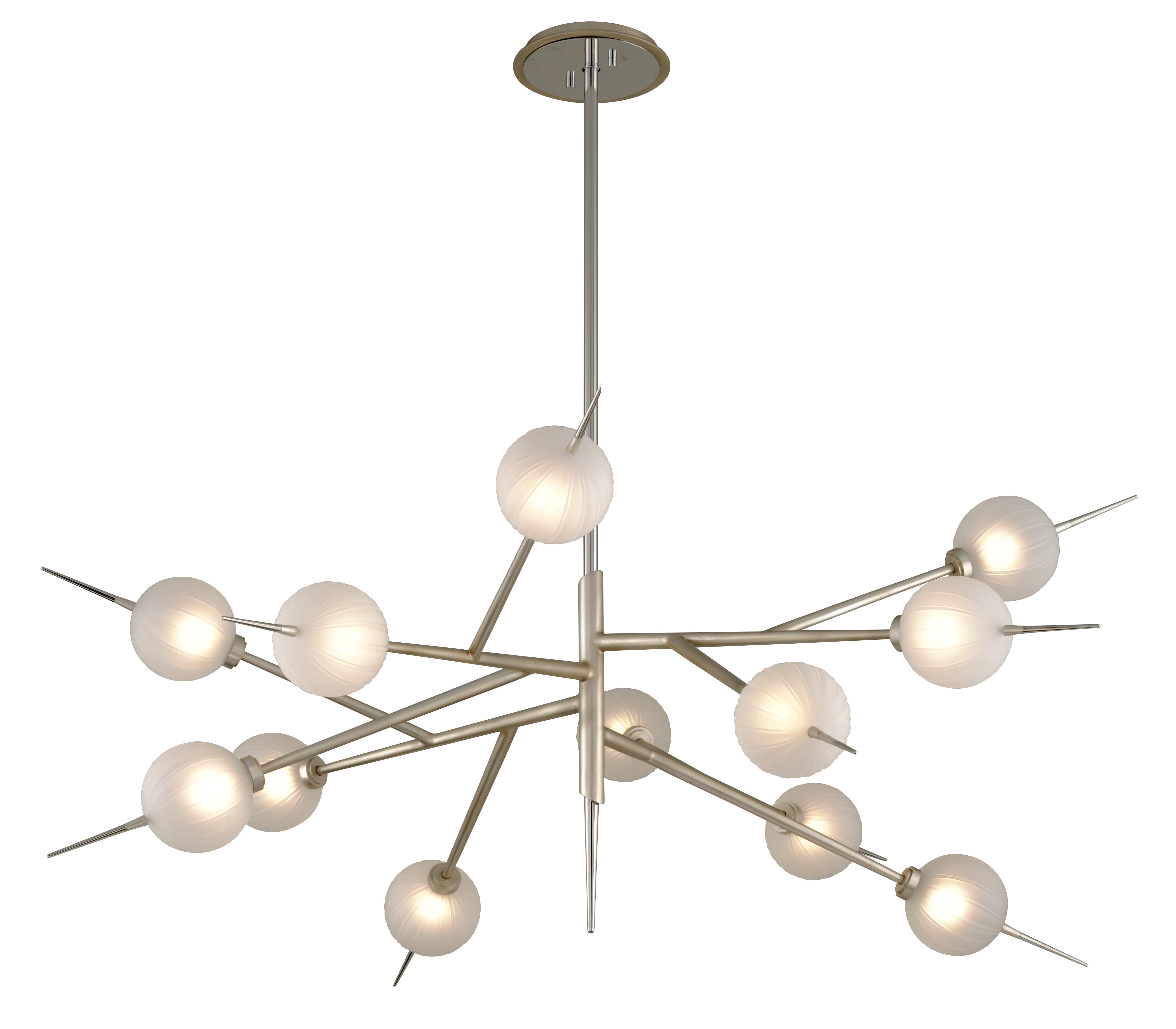 Corbett Tempest 12-Light Transitional Chandelier in Satin Silver Leaf