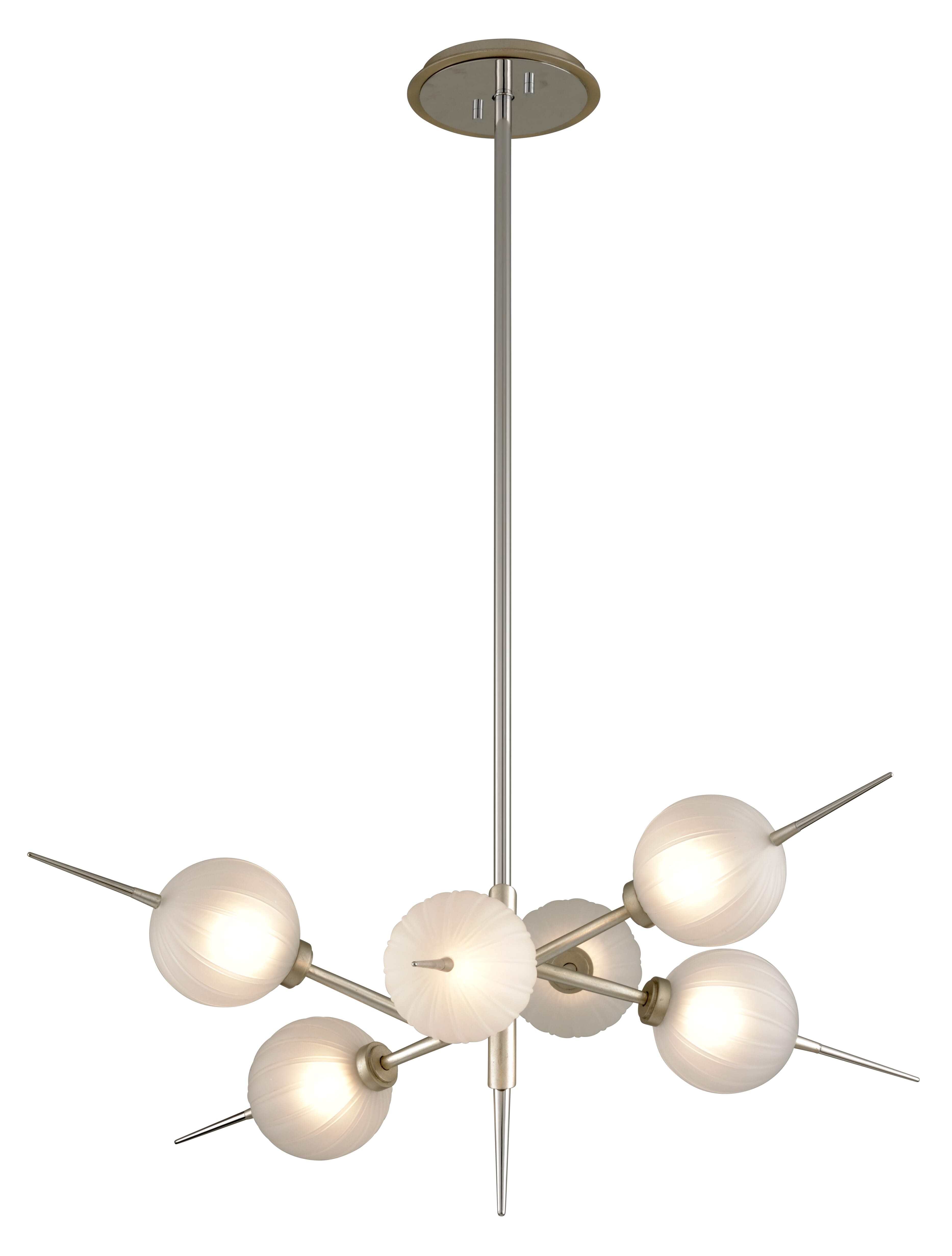 Corbett Tempest 6-Light Transitional Chandelier in Satin Silver Leaf