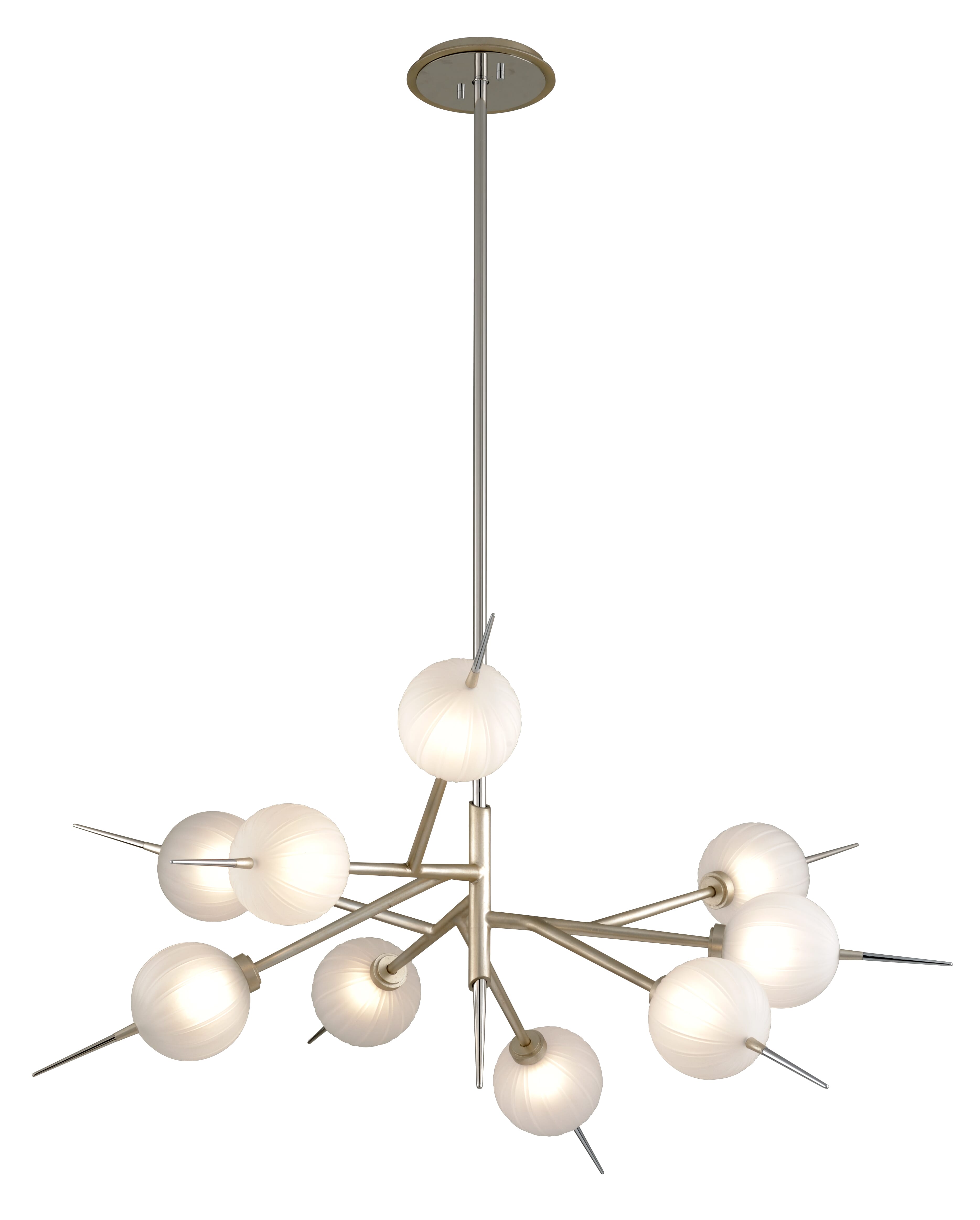 Corbett Tempest 9-Light Transitional Chandelier in Satin Silver Leaf