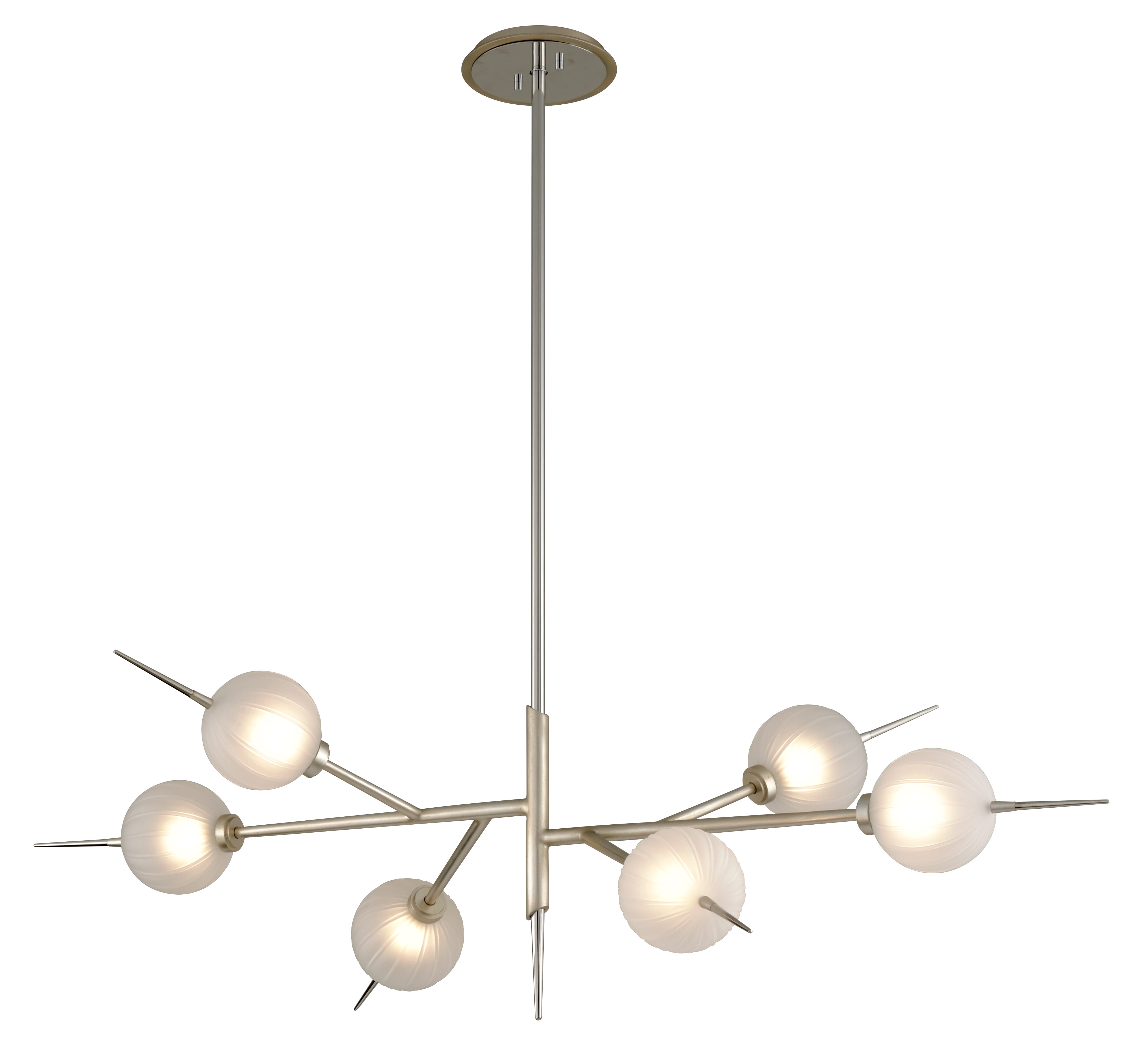 Corbett Tempest 6-Light 24" Kitchen Island Light in Satin Silver Leaf