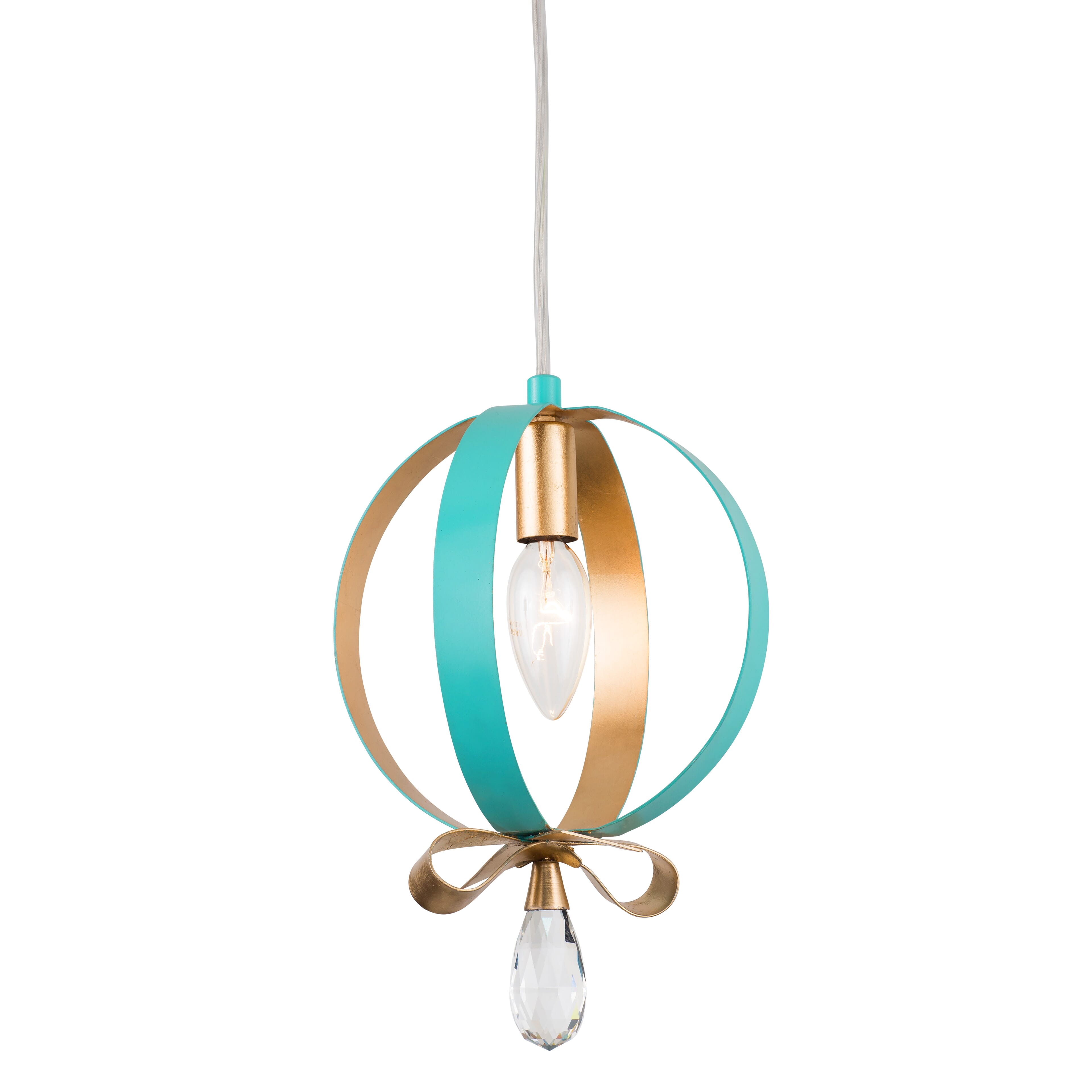 Varaluz Posh Mini Pendant in Aqua with Gold Leaf